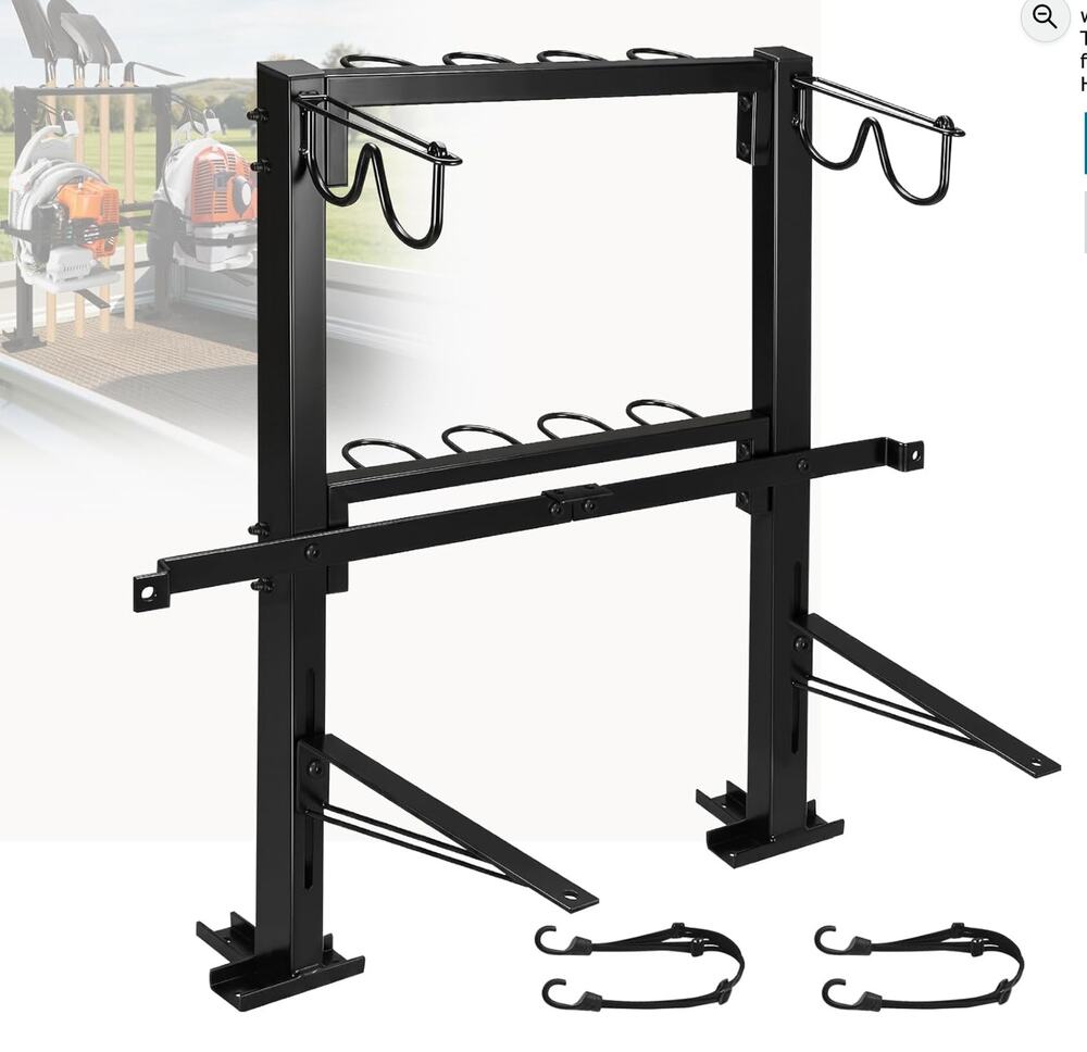 2 Place Backpack Blower Rack for Trailer - Trailer Tool Rack with 4 Holes